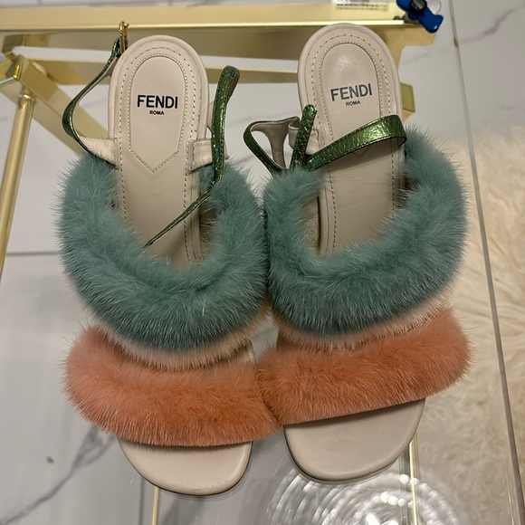 Fendi Shoes - Mink Fur multi Fendi wedges. Worn once. See photos